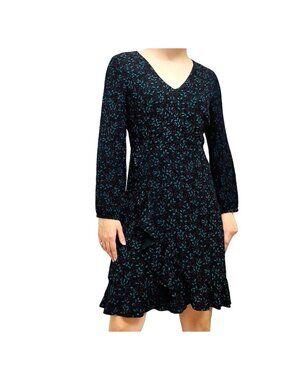 Draper James Winter Berry Print Long Sleeve Ruffle Dress Sz 14 Holiday Christmas